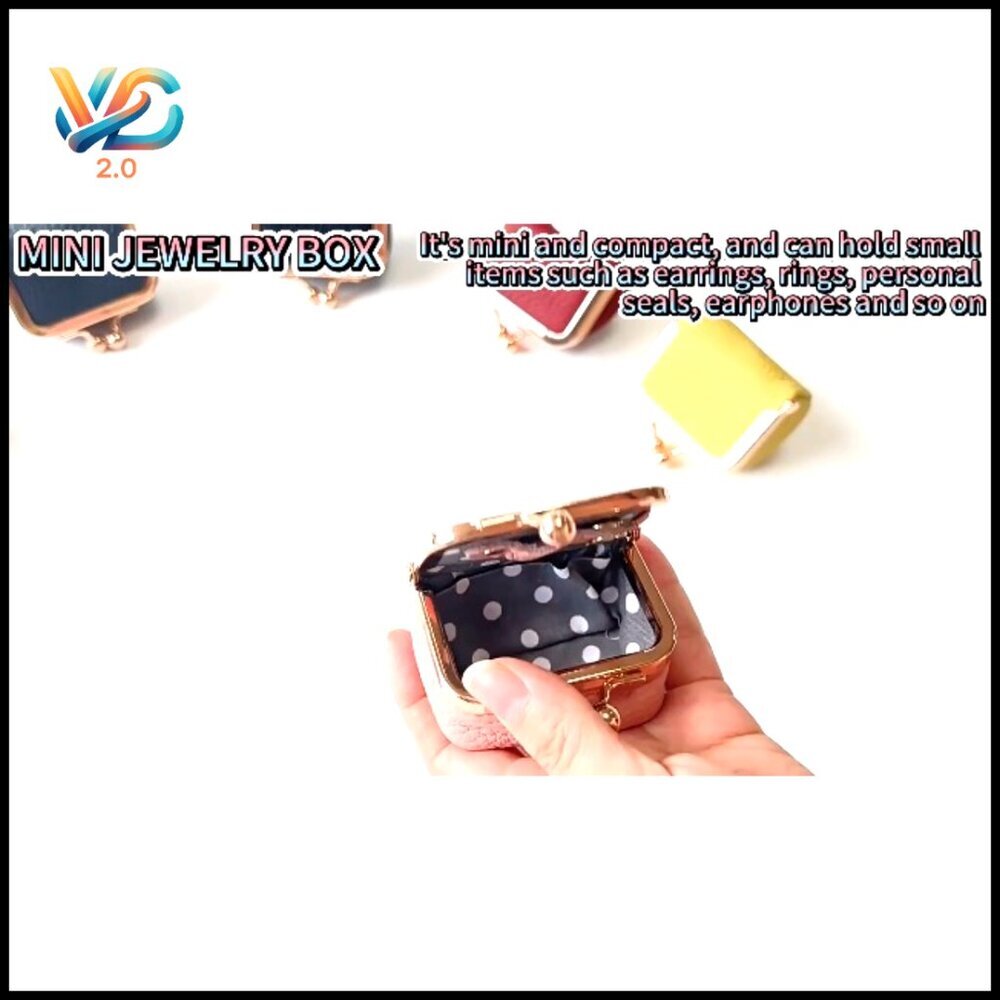 Genuine Leather Mini Jewelry Box Vintage Travel Organizer Kiss Lock Compact - Picture 7 of 7